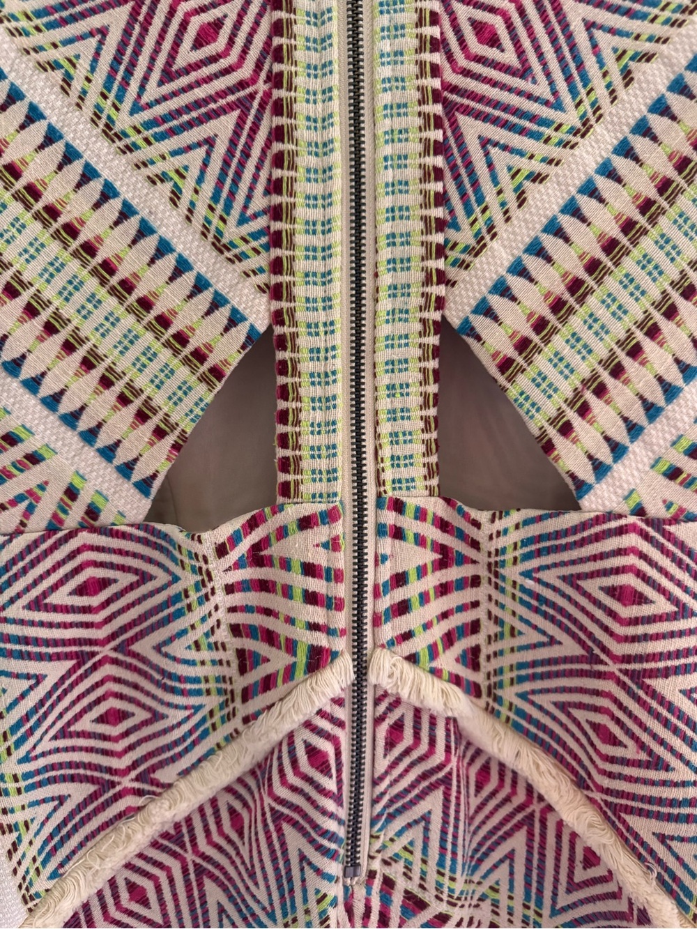 Adelyn Rae Multicolor Geometric Fringe Trim Mini Dress - Picture 6 of 7